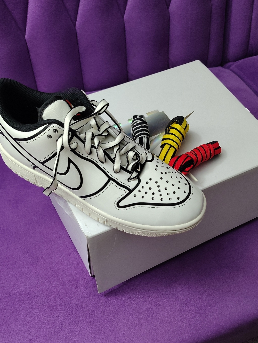LEGO Nike Dunks Kids White Sneakers with Black Accents